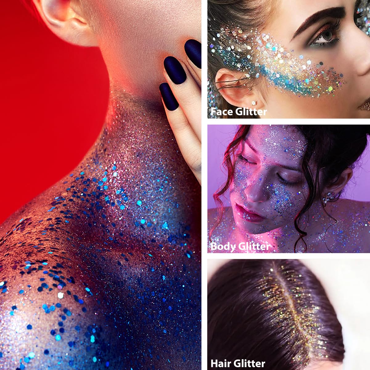 Mysense Red Glitter Stick used in hair accents for festival looks.