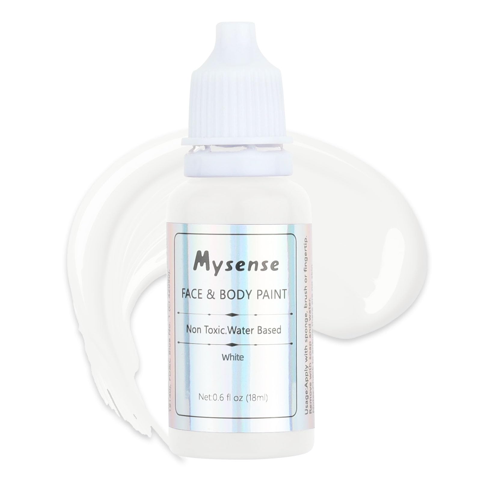 Mysense white face paint bottle closeup for bold cosplay color.