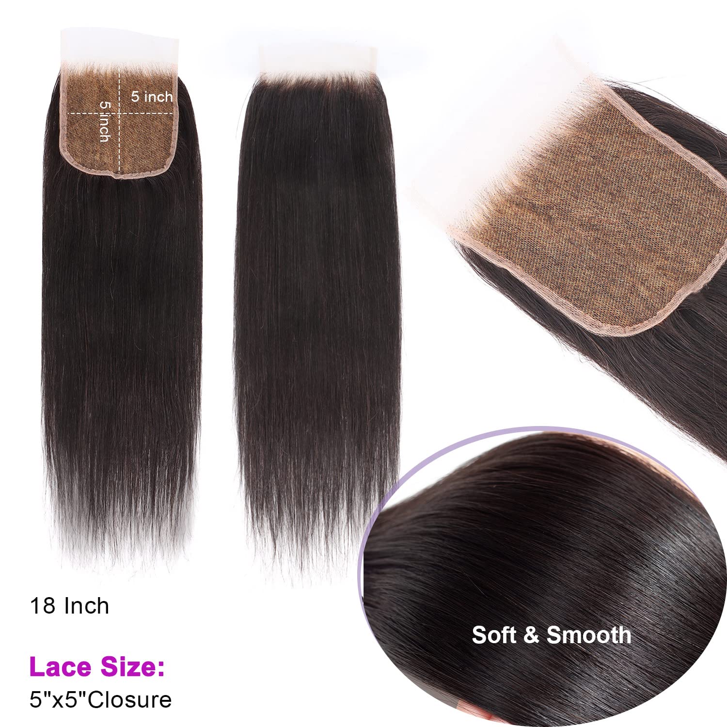 MY SHINY WIGS Natural black straight closure blends with everyday looks