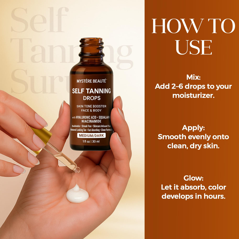 MYSTÉRE BEAUTÉ Drops mixed with moisturizer to customize your glow.