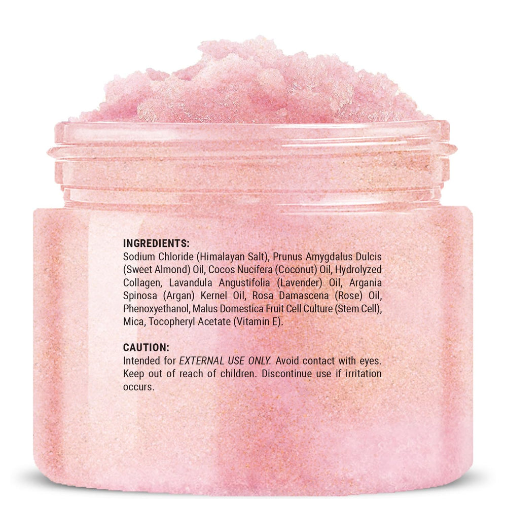 MYSTÉRE BEAUTÉ Rose-scented scrub scene promotes spa-like relaxation and skin rejuvenation.