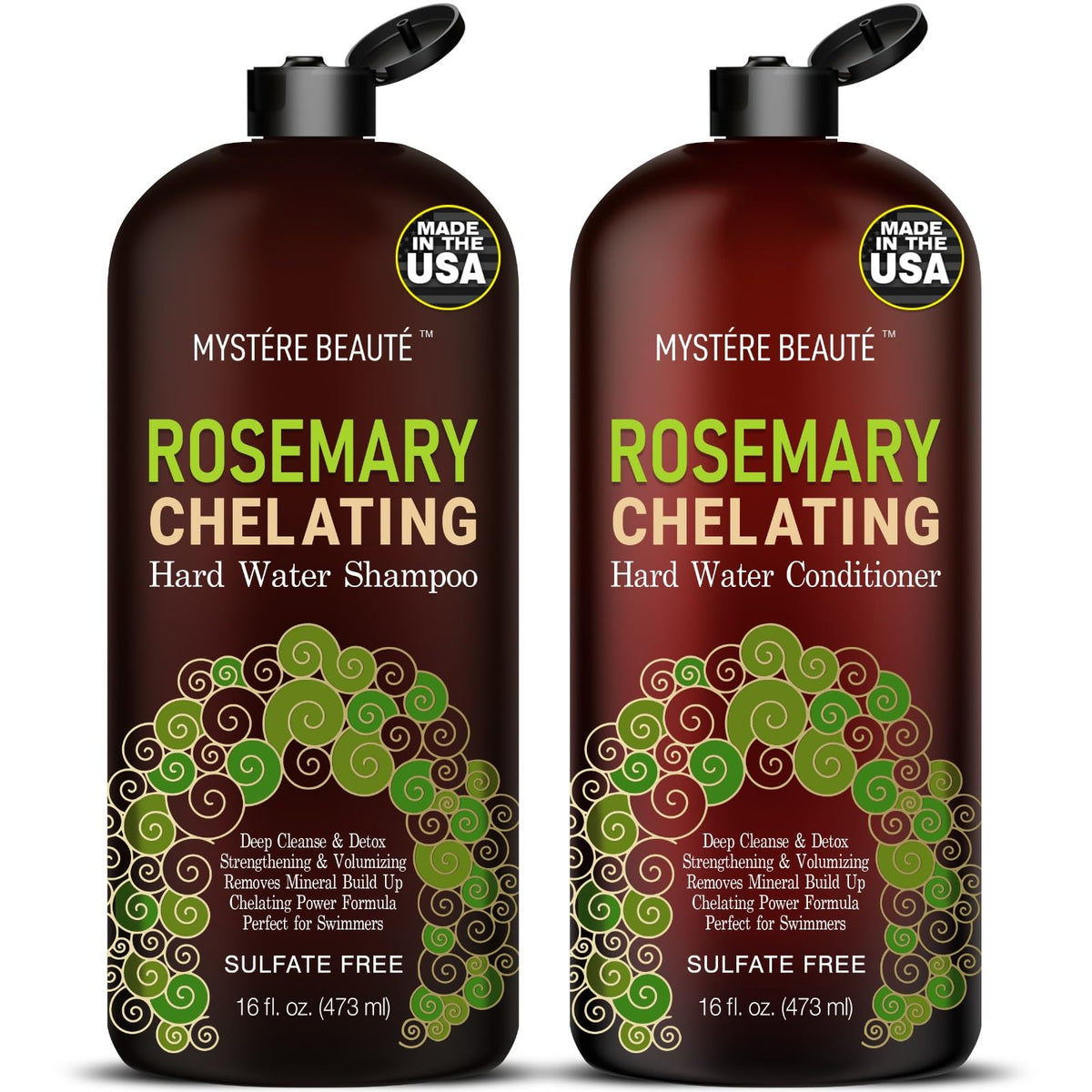 MYSTERE BEAUTE rosemary chelating shampoo bottle for mineral removal and refresh