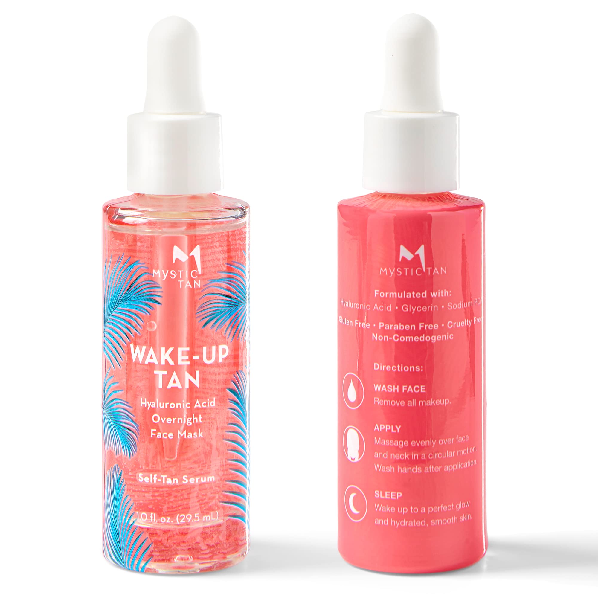 Mystic Tan Wake Up Tan serum on skin during application for even coverage.