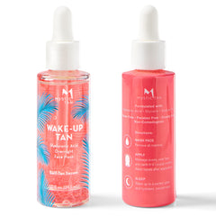 Mystic Tan Wake Up Tan serum on skin during application for even coverage.