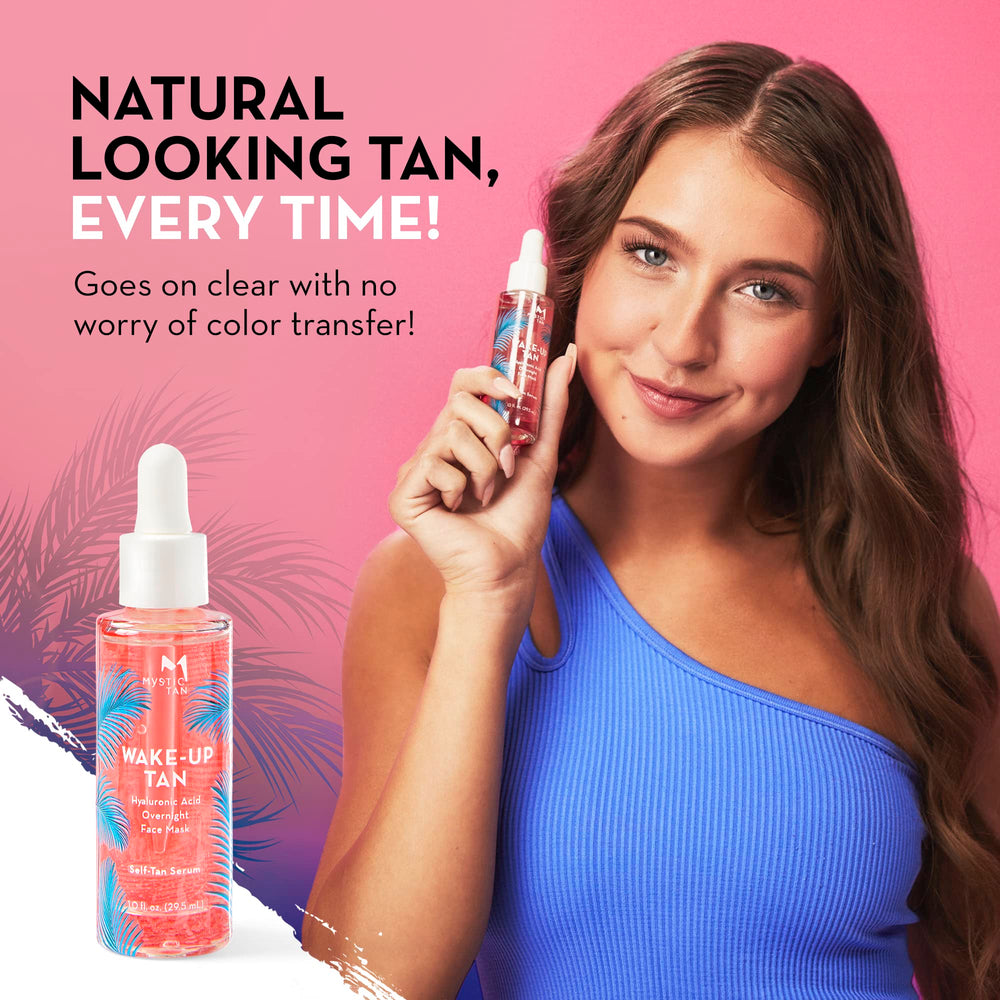 Mystic Tan close-up reveals smooth, even-toned skin texture.