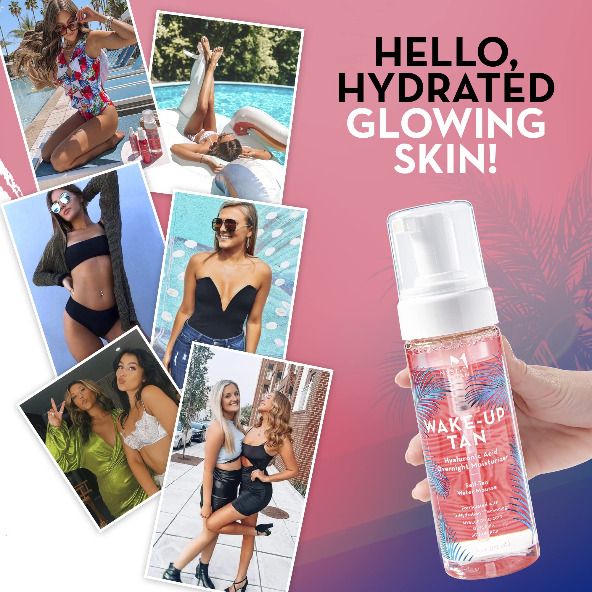 Mystic Tan Wake-Up Tan hydration-rich formula smooths skin for renewed softness.