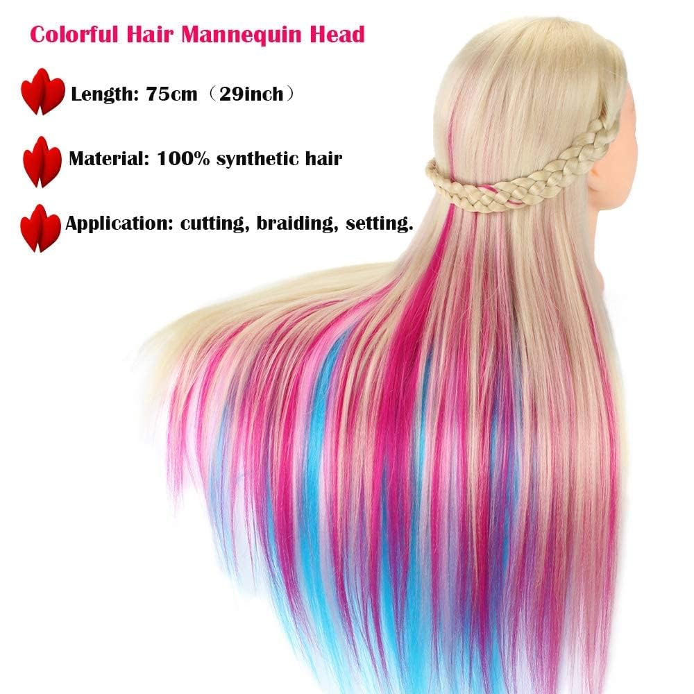 MYSWEETY colorful hair mannequin head back view showcases length and color variety.