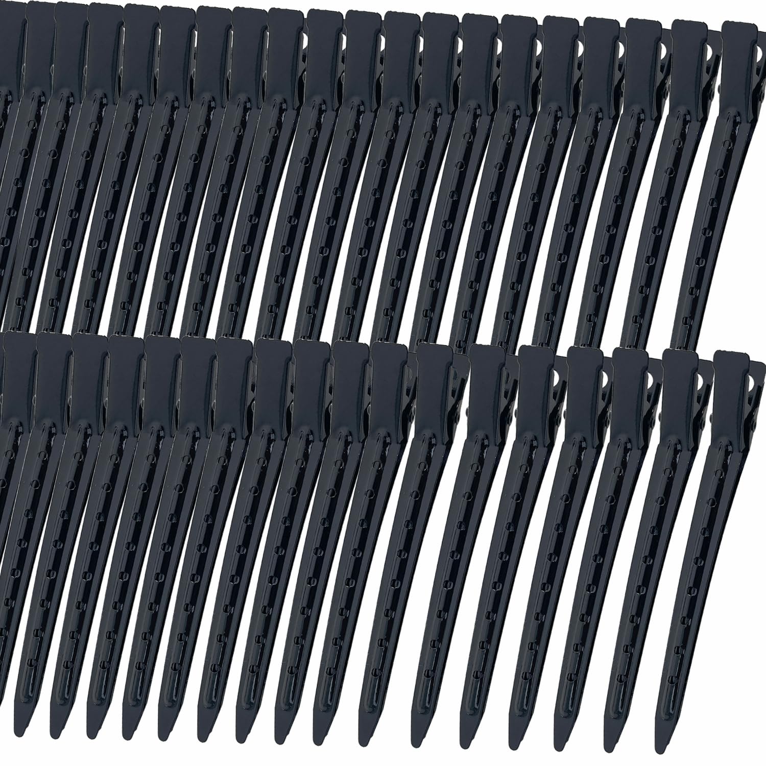 Mythos 40pcs black duck-billed clips ready for versatile styling.