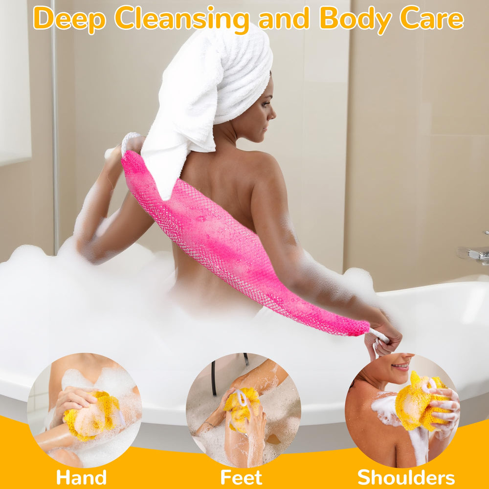 Mytium exfoliating-texture net sponge creates rich foam with any shower gel.