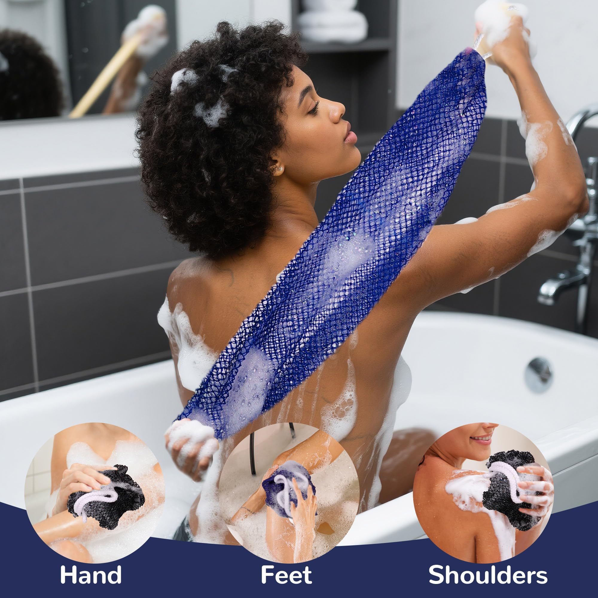 Mytium African net sponge with knots shown for portable travel use