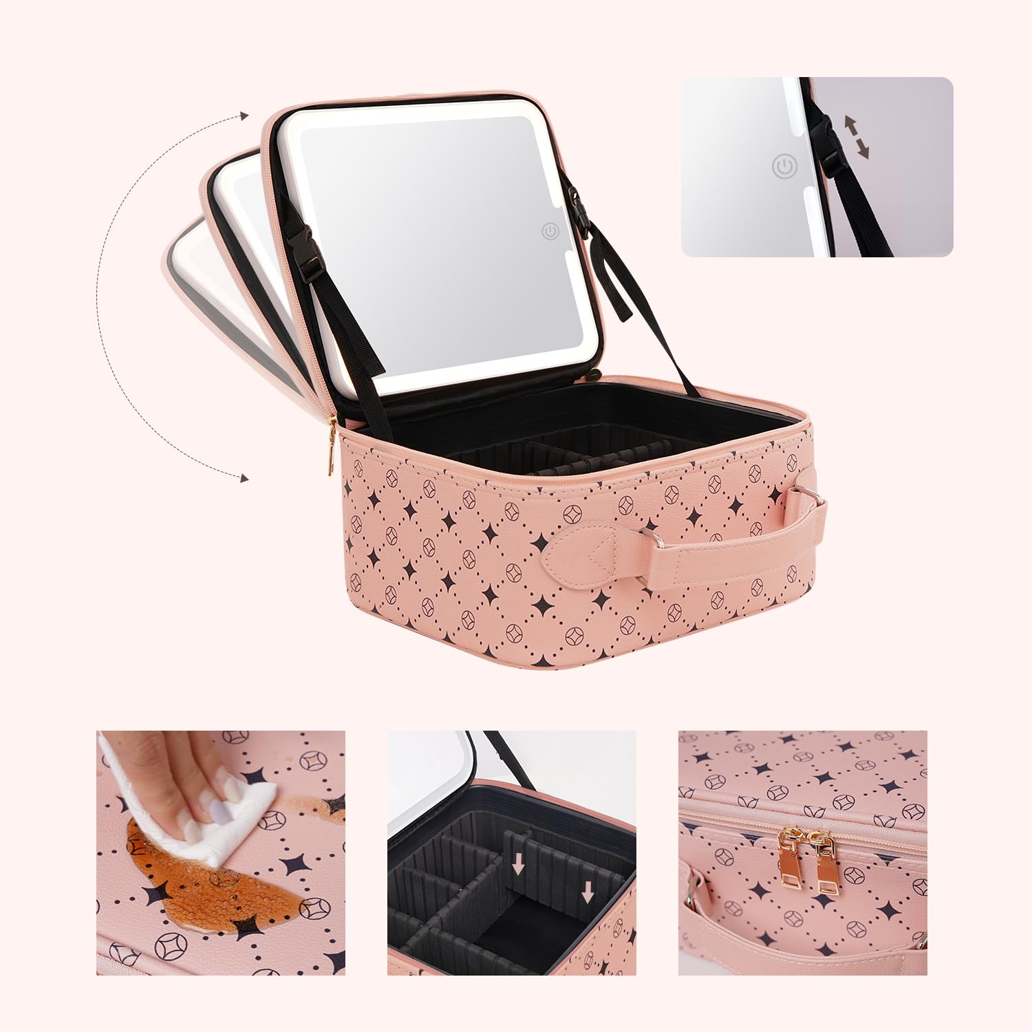 MYUREN adjustable dividers customize space for different cosmetics.