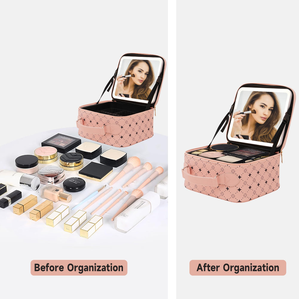 MYUREN included items: cosmetic bag, brush board, mirror, and charging cable.