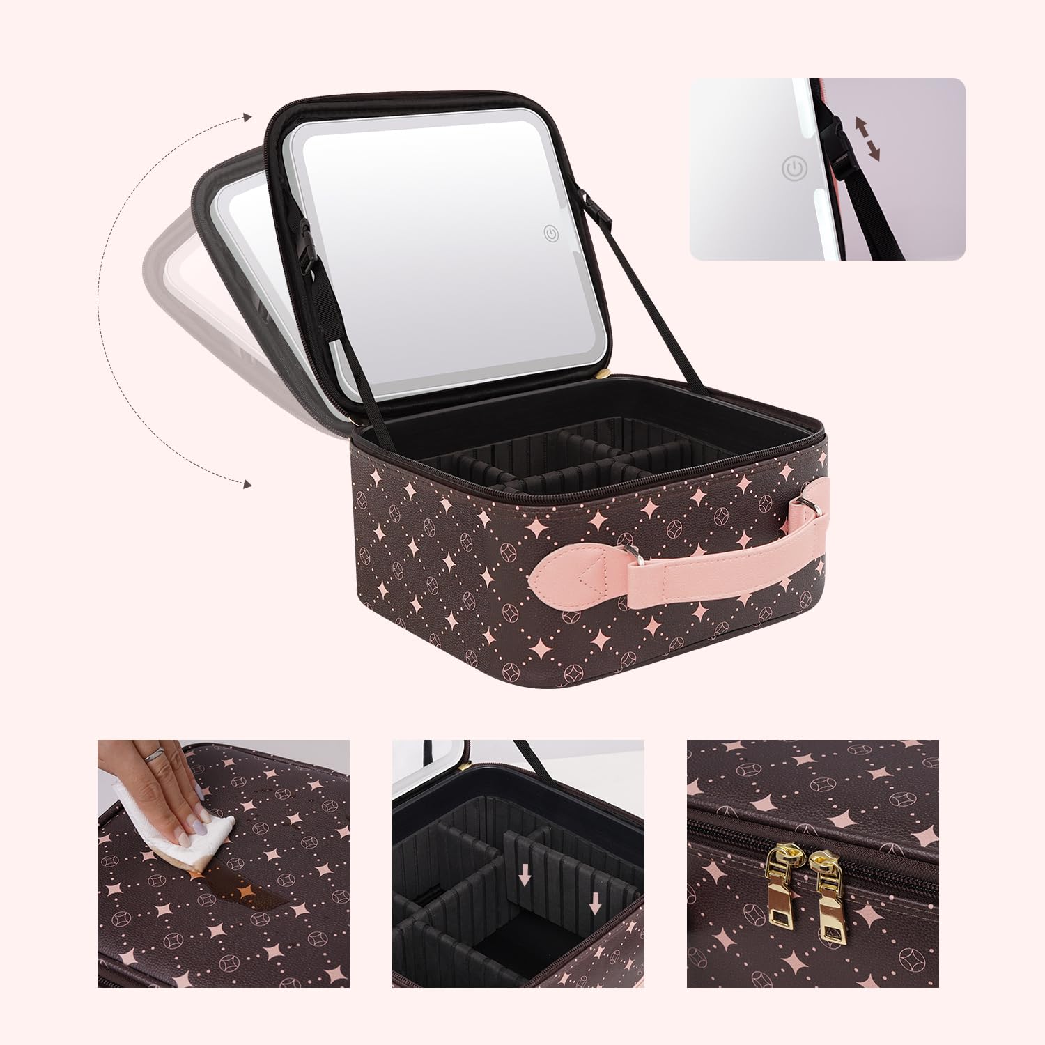 M Y U R E N LED mirror offers three brightness levels for precise application.