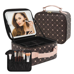 M Y U R E N travel makeup bag with 360° mirror for on-the-go cosmetics.