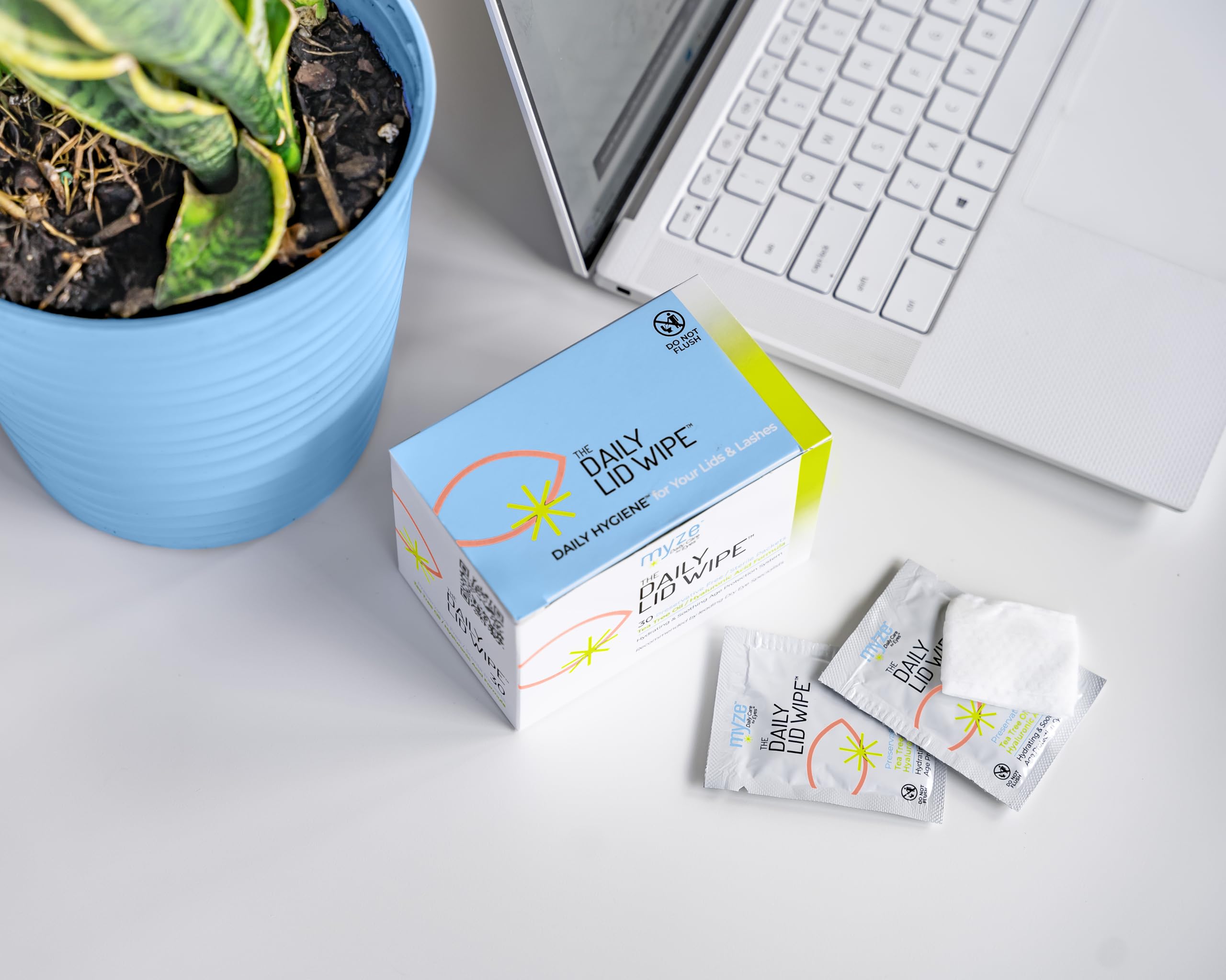 Myze preservative-free label conveys gentle, irritation-minimizing care.