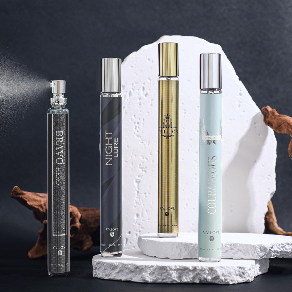 MZANK product display showcasing the four fragrance options for shelves.