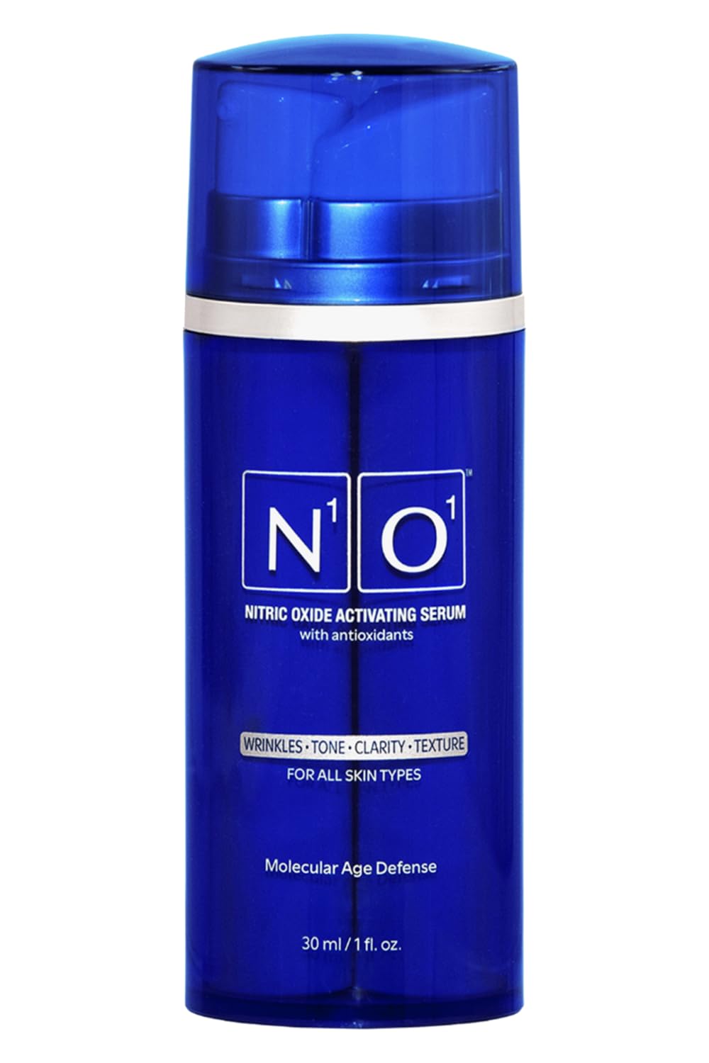 N1O1 Nitric Oxide Serum bottle presenting hydrating base for daily care