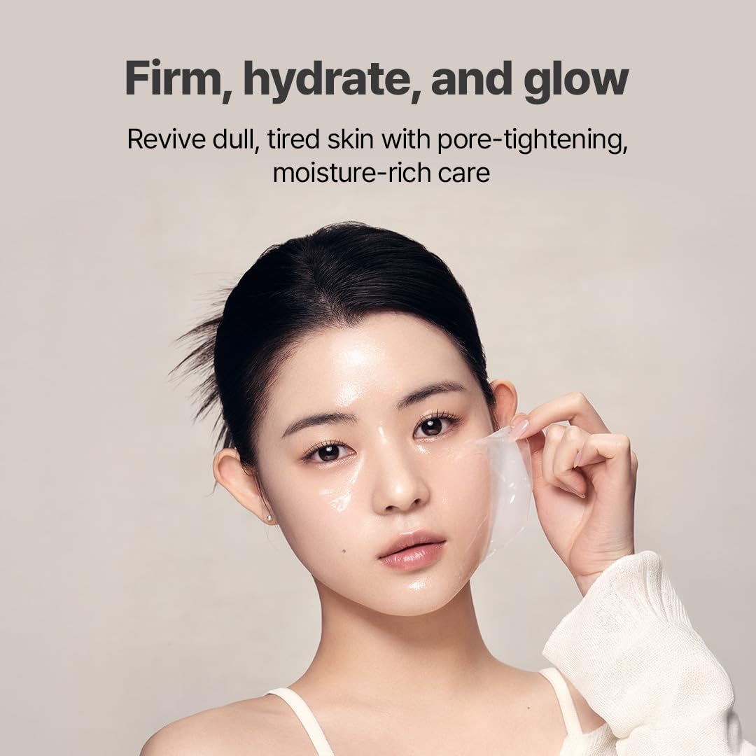 NACIFIC Rice Pepta Collagen Mask Pack on face shows pore-minimizing effects.