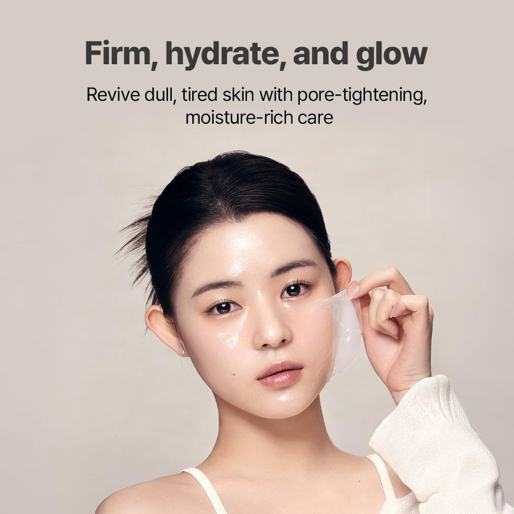 NACIFIC Rice Pepta Collagen Mask Pack on face shows pore-minimizing effects.