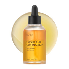 NACIFIC Fresh Herb Origin Serum bottle close-up displaying bi-phase hydration for balanced skin.