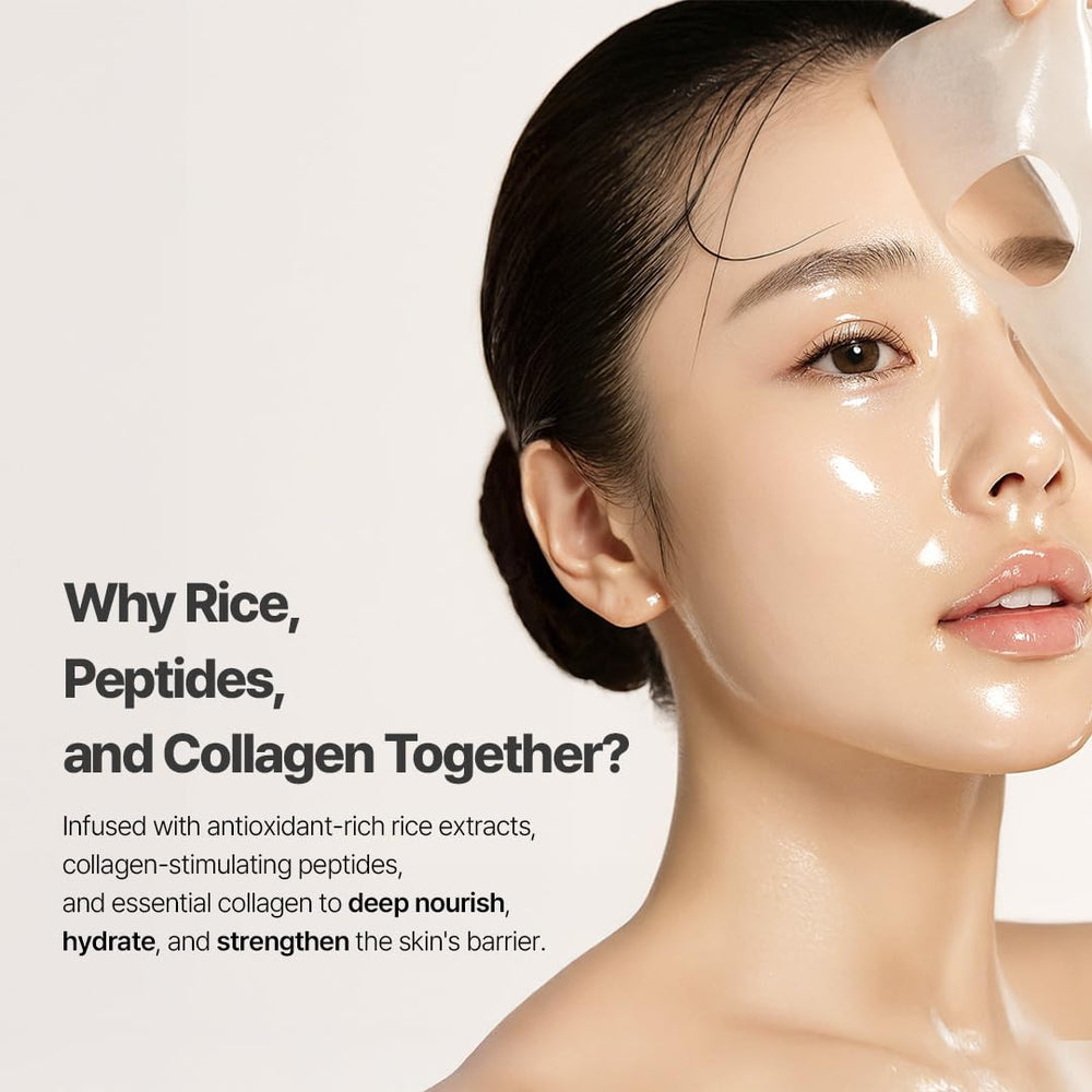 NACIFIC Rice Pepta Collagen Mask ampoule-essence reveals rich collagen-rich serum for nourishment.