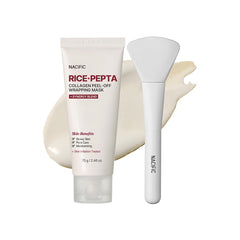 NACIFIC Rice Pepta Collagen Mask Pack close-up shows firming glow for radiant skin.