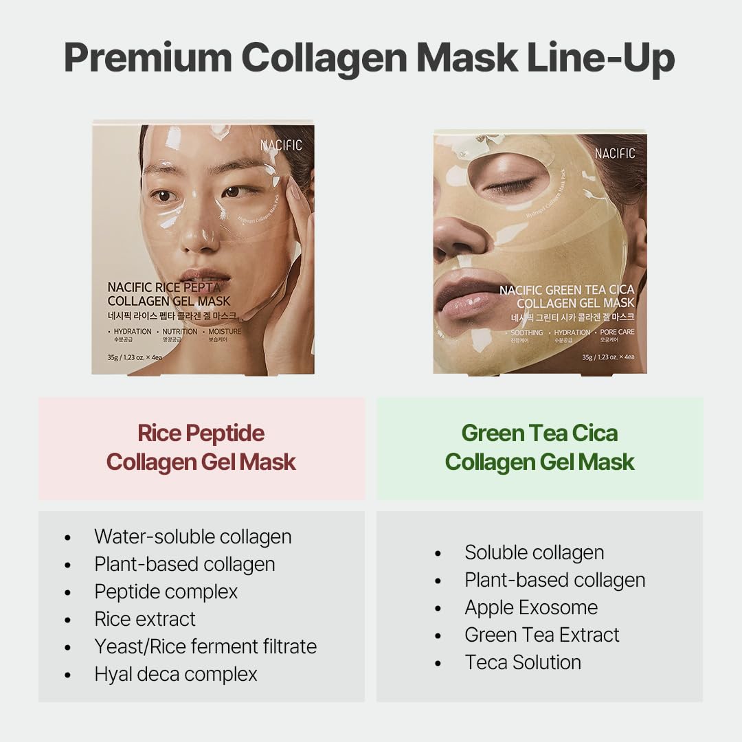 NACIFIC Rice Pepta Collagen Mask pore-refine visual hints at smoother texture.