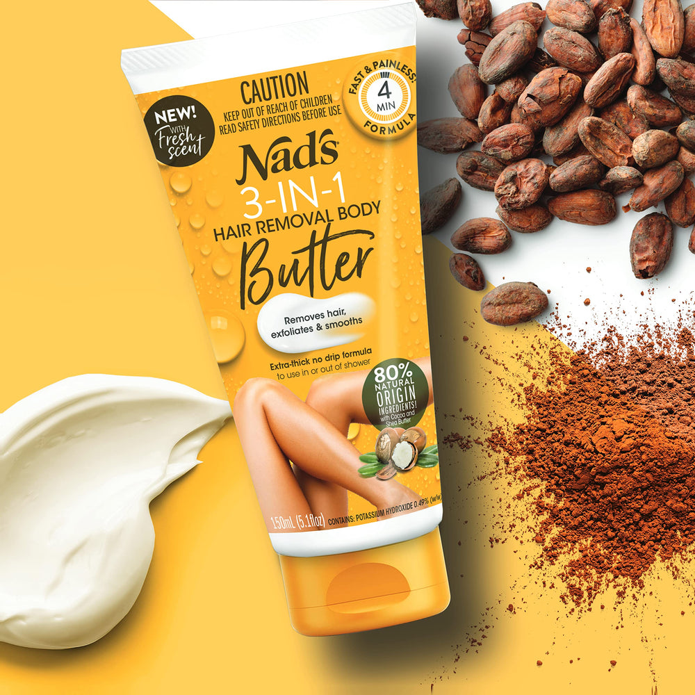 Nad's 3n1 cream jar application shows creamy texture for smooth use.