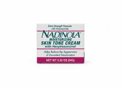 Nadinola moisturizing skin-tone-cream jar shows smooth texture for daily hydration