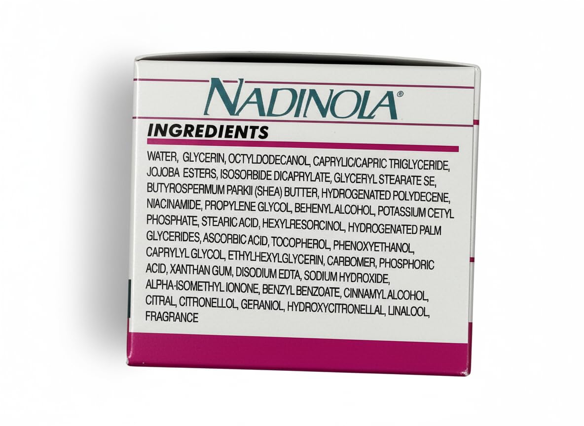 Nadinola skin-care routine image shows daytime moisturizer for an even-toned look