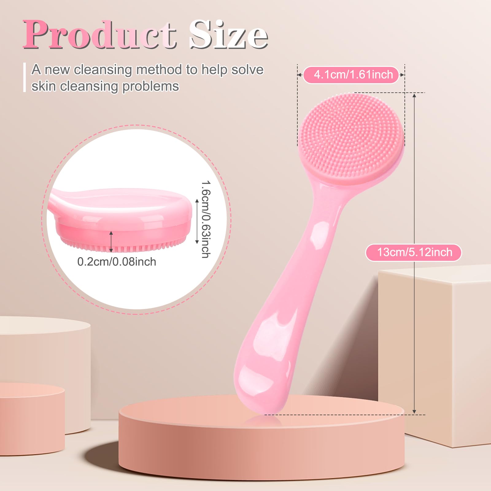 NADUSEP cepillo facial de silicona rosa para exfoliación diaria suave.