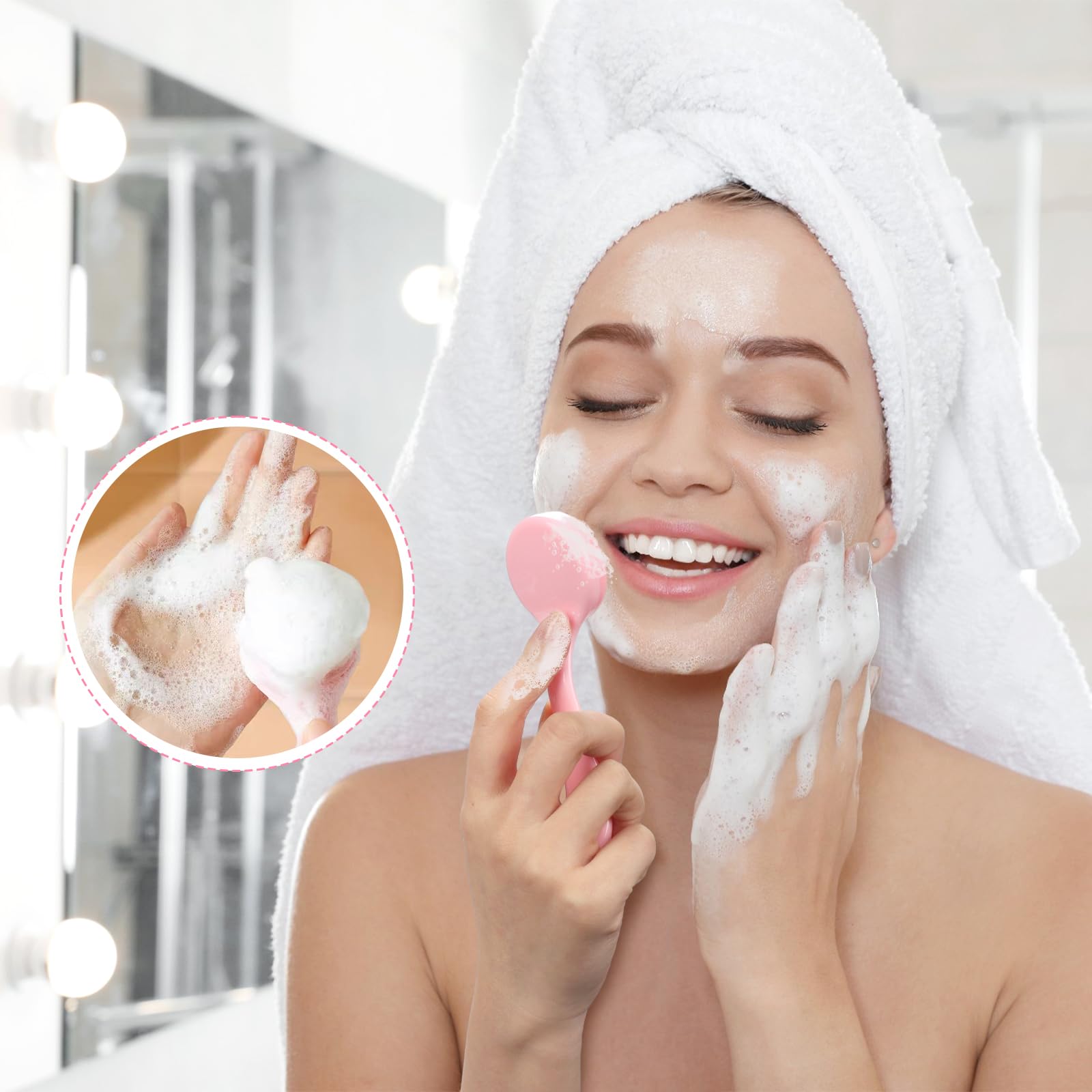 NADUSEP experiencia de masaje facial suave con silicona para relajación y frescura.