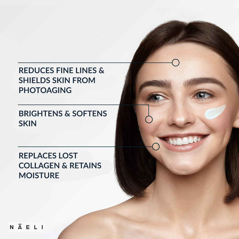 NAELI Face Moisturizer with hyaluronic acid delivers plump, hydrated skin and gentle anti-aging support.