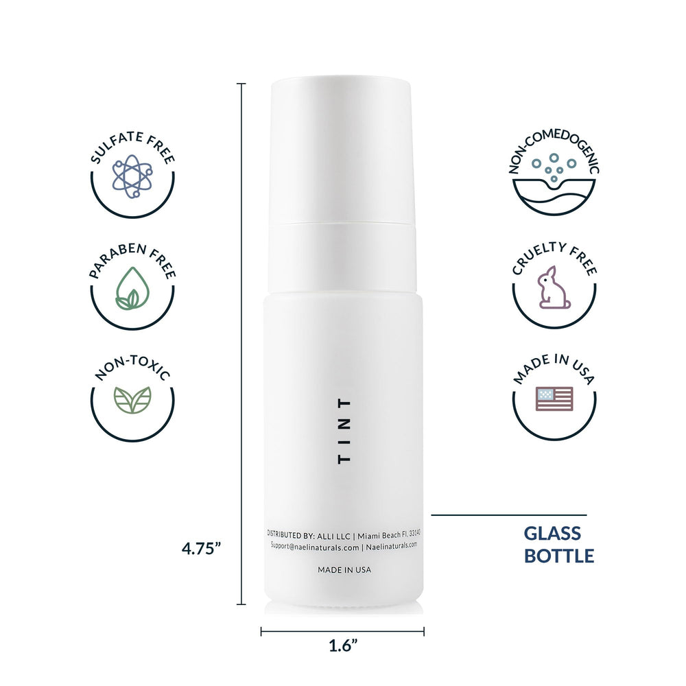 NAELI hyaluronic acid-green tea-blueberry hydration texture with a dewy finish.