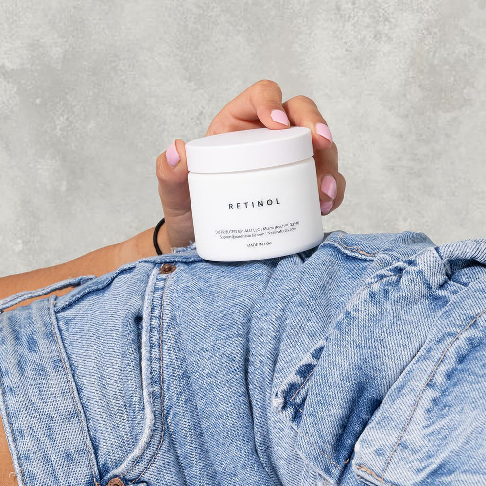 NAELI Retinoid Night Cream on vanity shelf ready for nightly routine