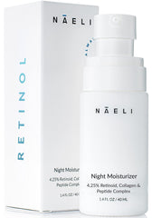 NAELI Retinoid Night Cream jar front highlights anti aging formula for firmer, smoother skin.