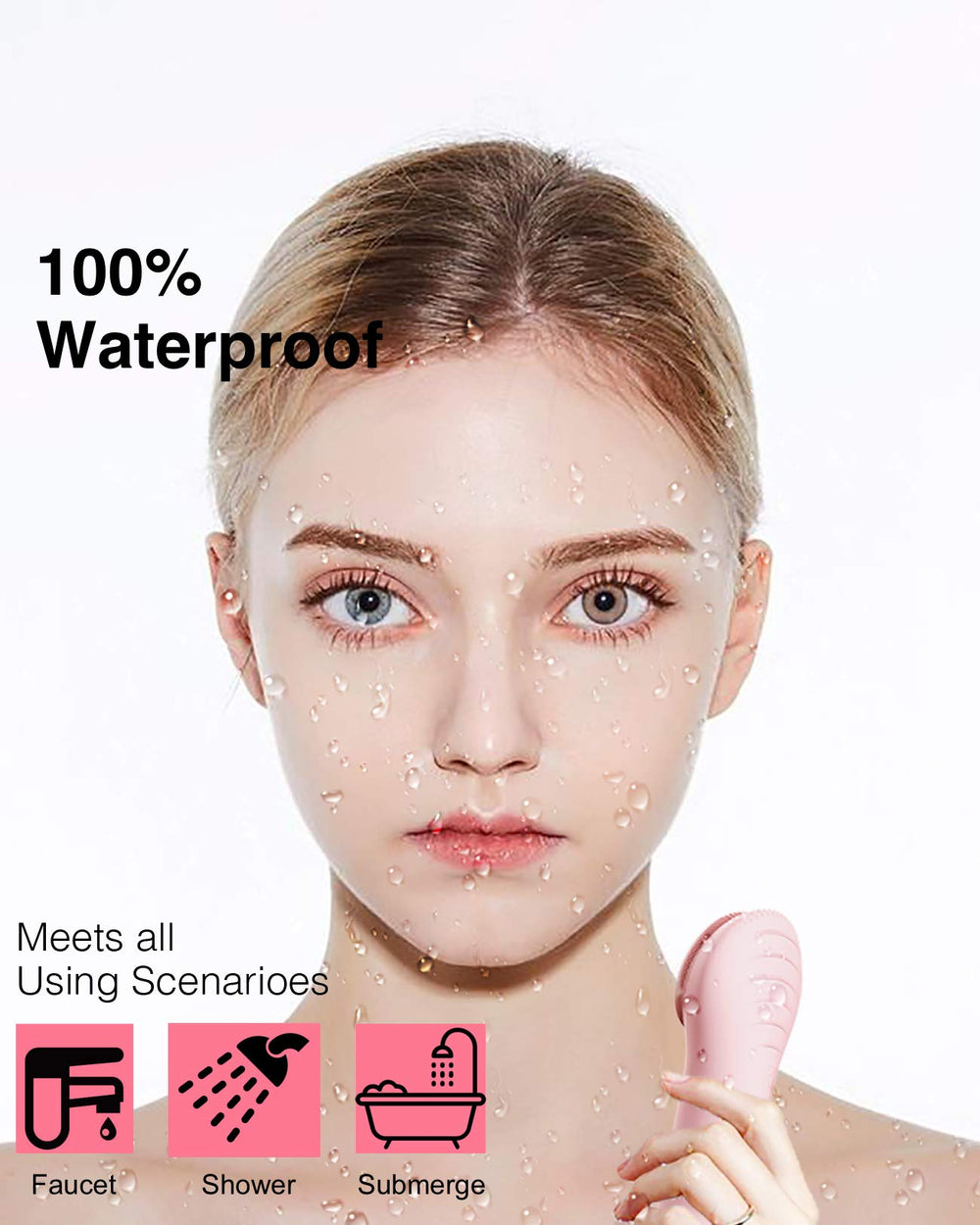 Nagacoola CLIE waterproof brush shown in shower for refreshing cleansing sessions