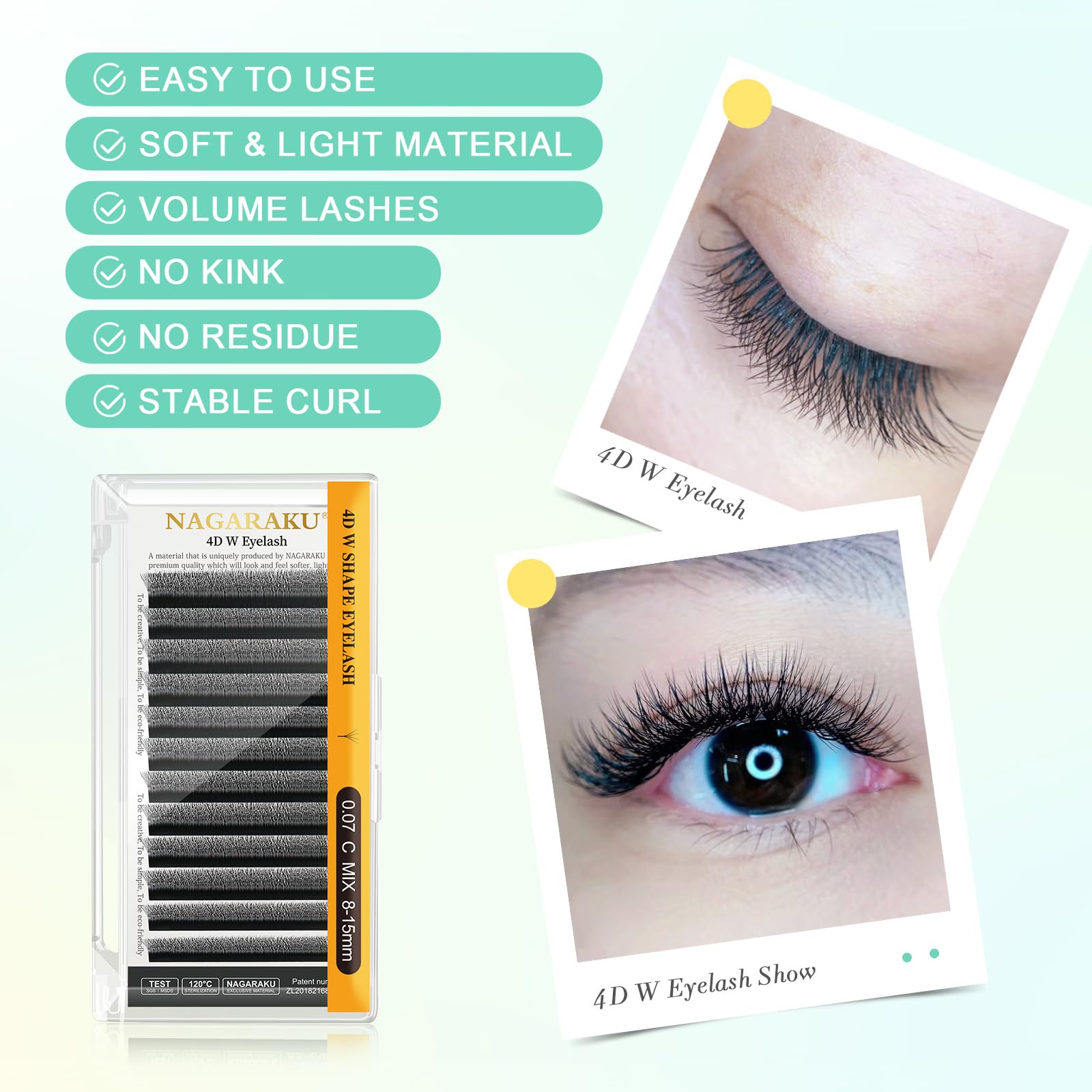 NAGARAKU 4D W shape lash fans picked with tweezers for quick fans.