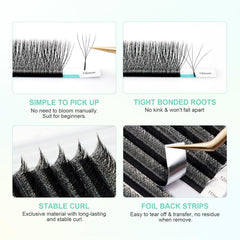 Nagaraku 5D W-shape lash fan application preview for easy self-application.
