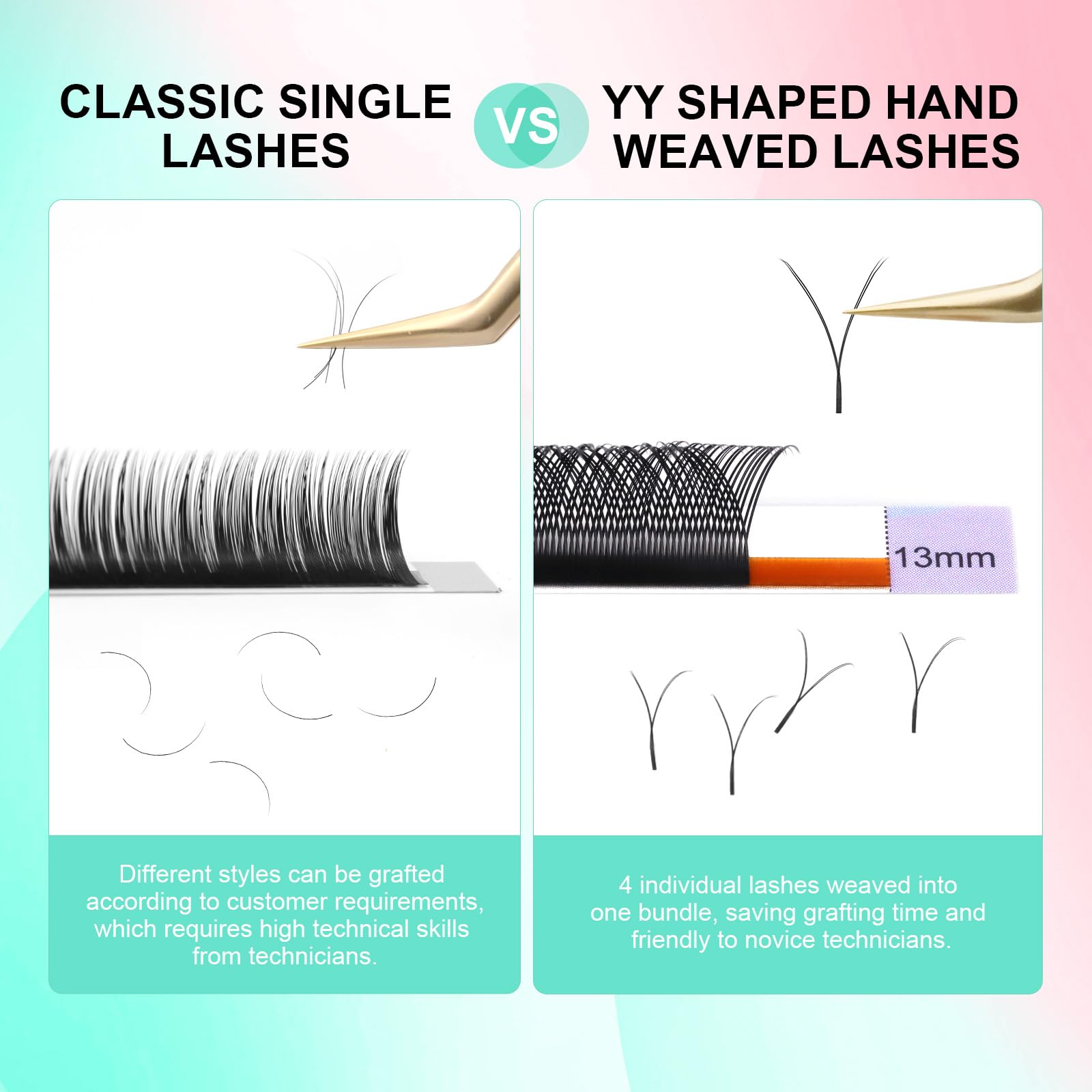 NAGARAKU YY Lashes 0.07mm D curl for natural-feeling lash extension results.