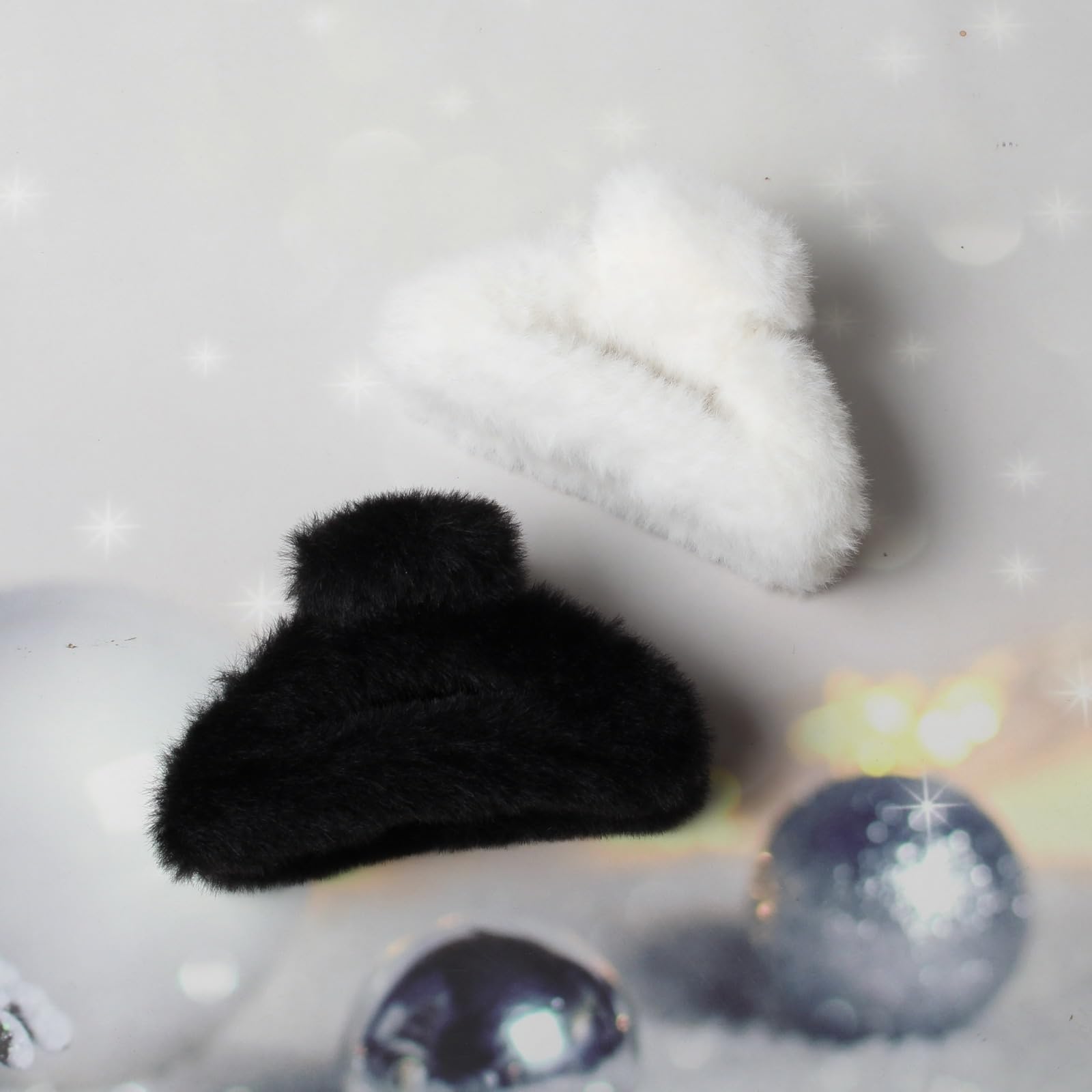 Naibirdr fluffy hair clip soft-fur detail enhances cozy winter styling and texture.