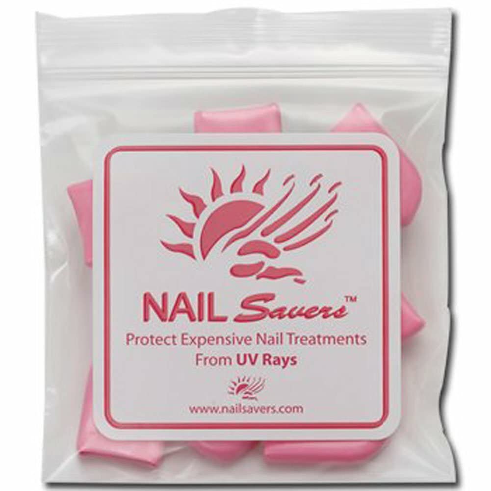 Nail Savers individual bag with ten finger tips to protect polish during tanning sessions.