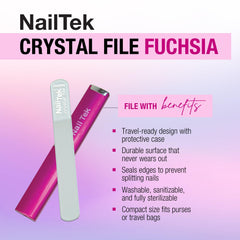 Nail Tek Crystal File in fuchsia color for stylish portable nail care