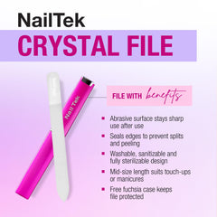 Nail Tek Crystal File travel-compact design ready for on-the-go nail care.