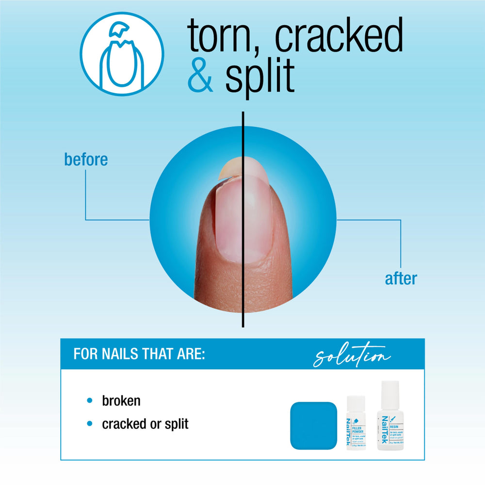 Nail Tek filler powder filling gaps for stronger nails