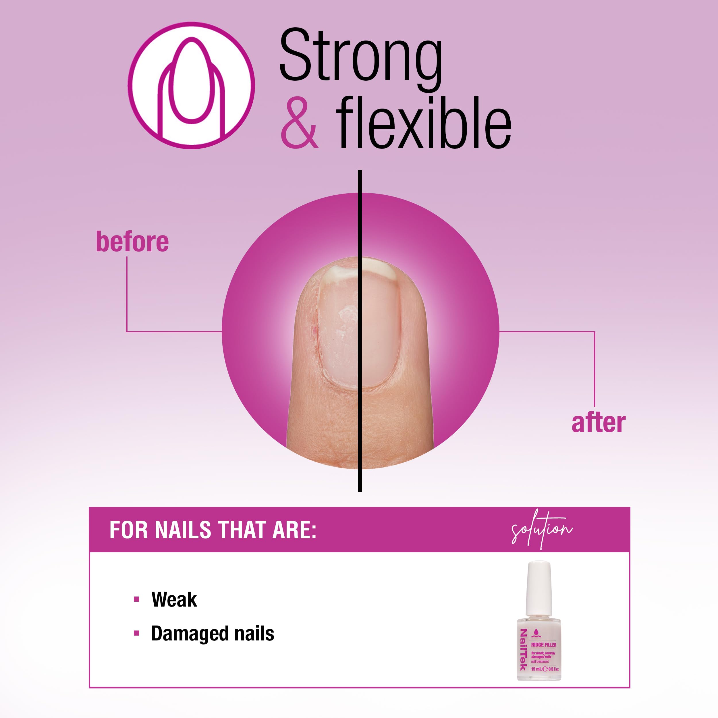 Nail Tek Ridge Filler texture swipe reveals ridges filled for an even surface