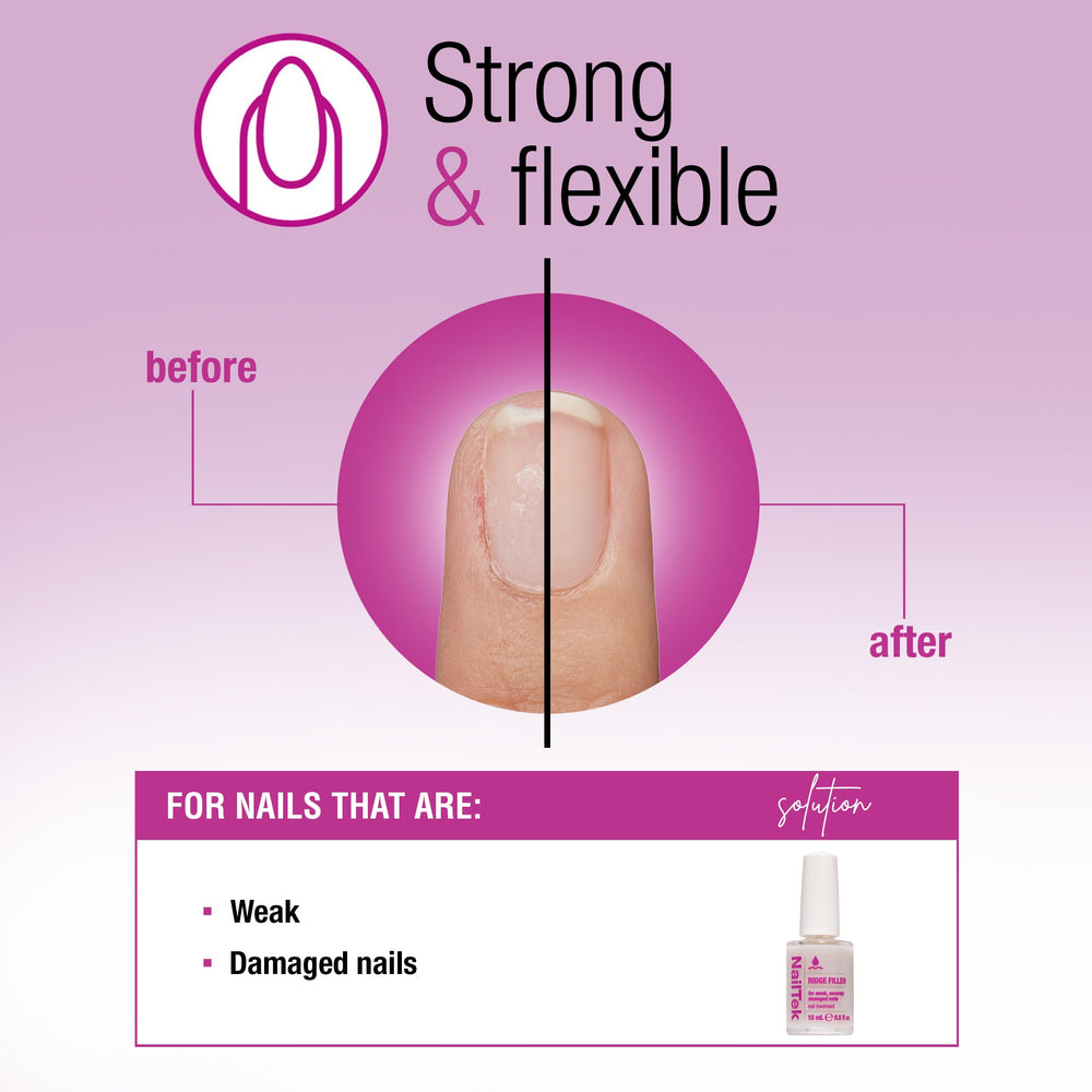 Nail Tek Ridge Filler texture swipe reveals ridges filled for an even surface