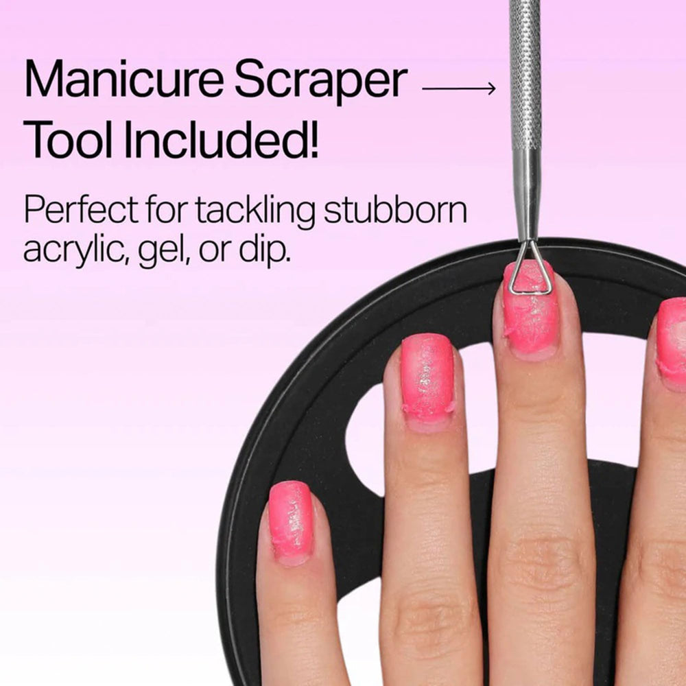 Nailboo built-in scraper inside bowl assisting gentle removal.