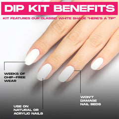 Nailboo dipping container demonstrates mess-free dipping for neat salon-style results.