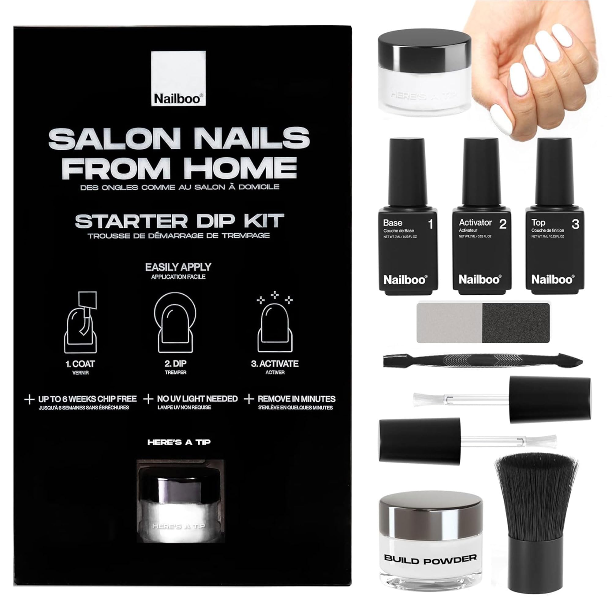Nailboo Here's a Tip dip powder in focus for precise color application and long-wear results.